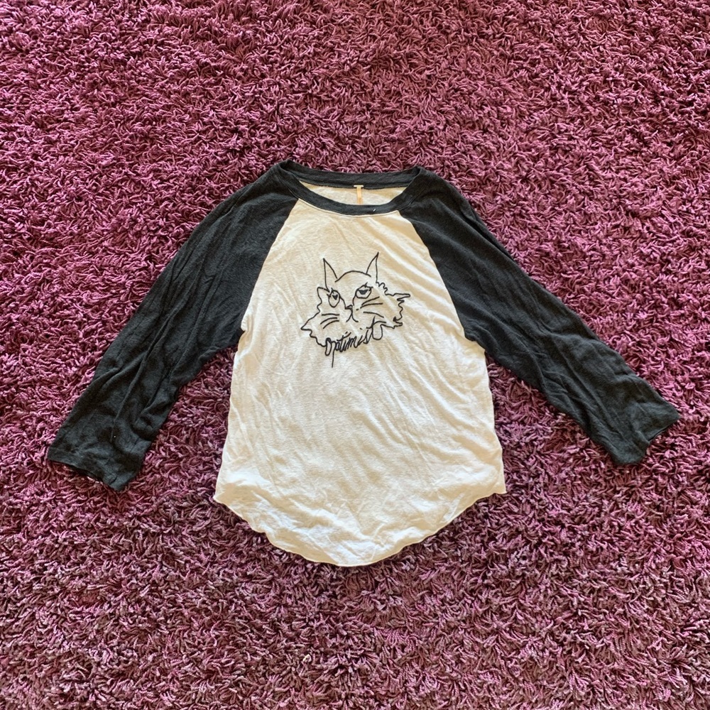 Free People baseball optimist cat tee